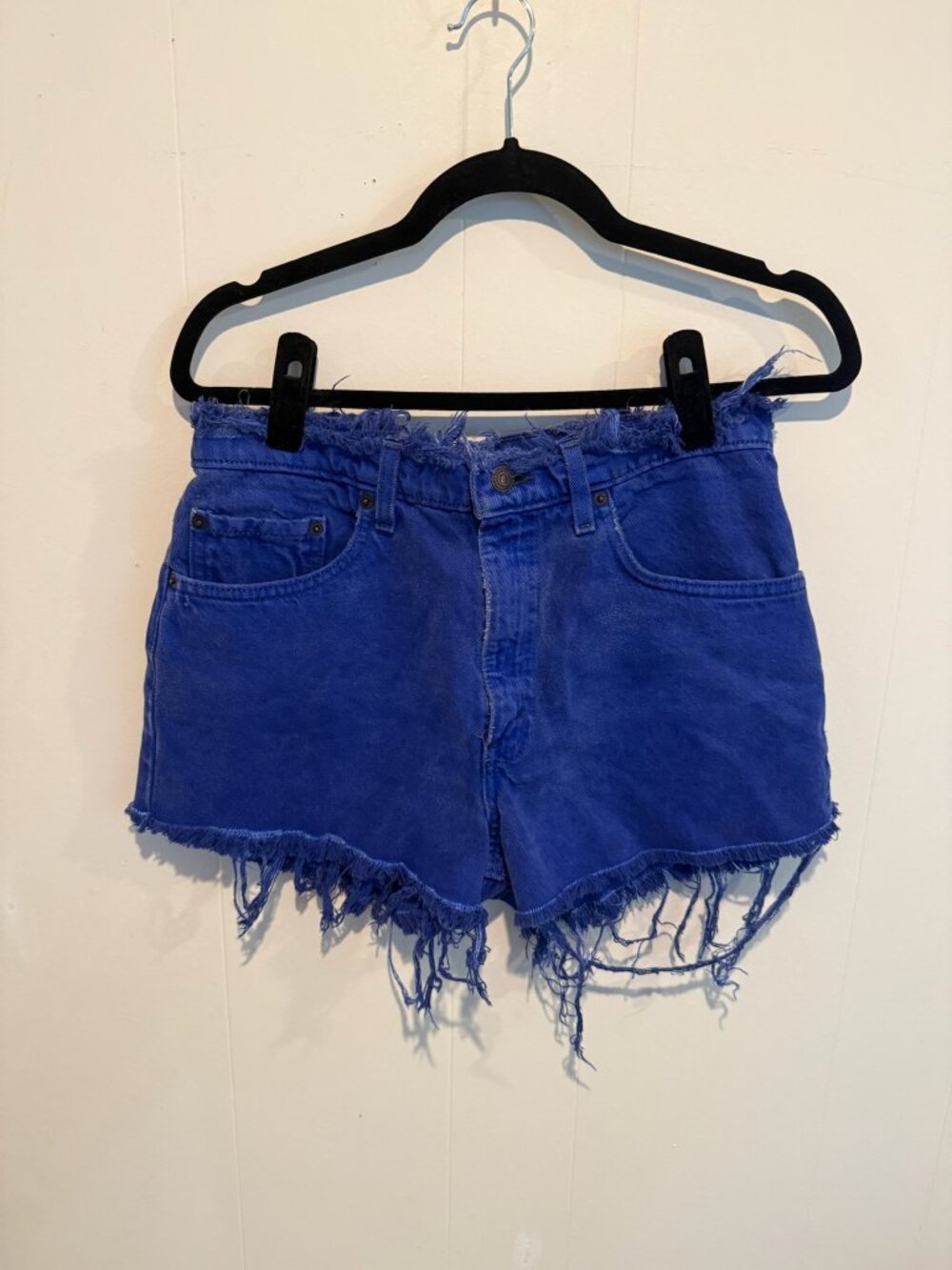 Levi's 550 Cutoff Denim Shorts Blue Dyed